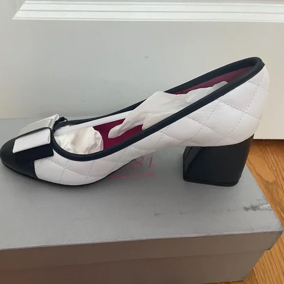 Made In Italy Leather Cap Toe Block Heels by FERCA 81 - Picture 2 of 7